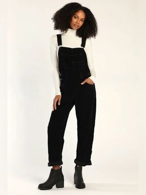 Ziggy Washed Black Corduroy Overalls